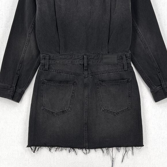 PISTOLA Nina Dress Womens Medium Washed Black Denim Long Sleeve Mini Short NEW - Picture 9 of 16